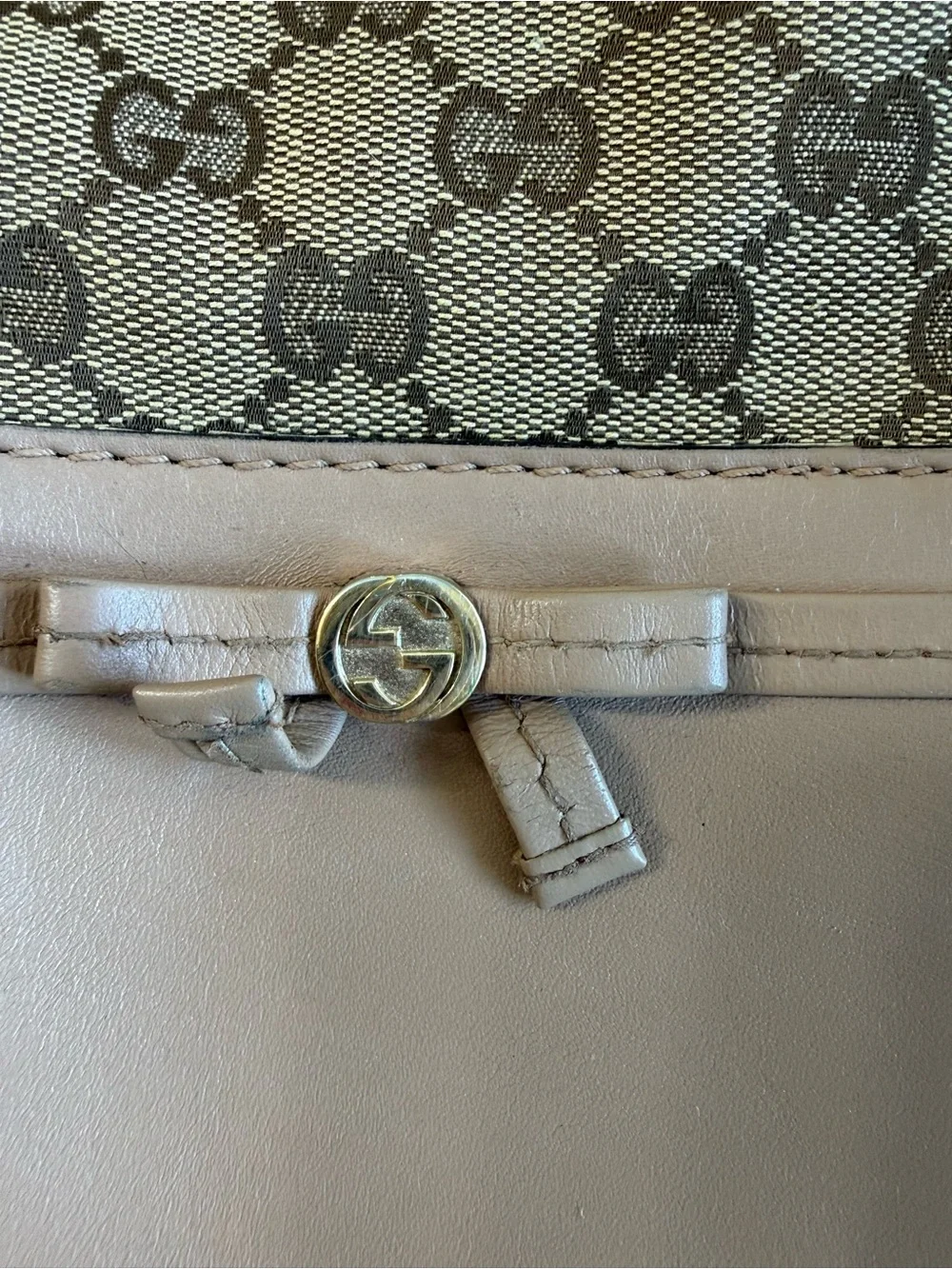 Gucci Tan/Brown GG Canvas and Leather Shoulder Bag